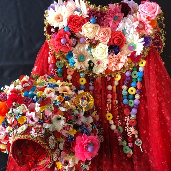 Handmade Candy/Flower Vest For Costume Party with gloves, earrings and barret - Picture 6 of 9